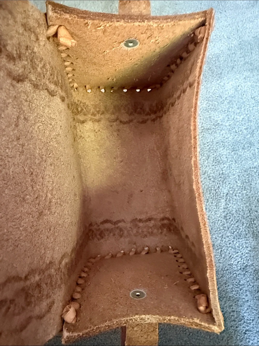 Vintage Tooled Leather Crossbody Bag with Buckle Front.